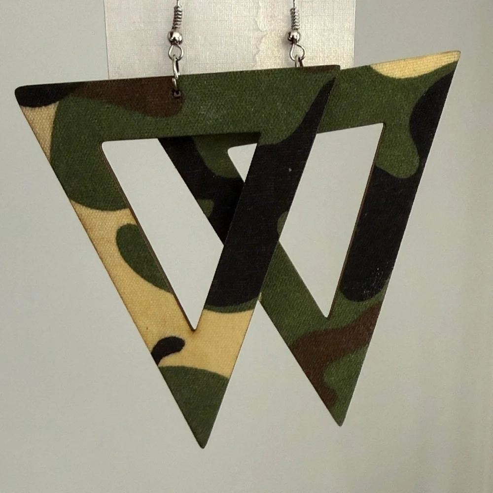 Geometric Camouflage Drop Earrings